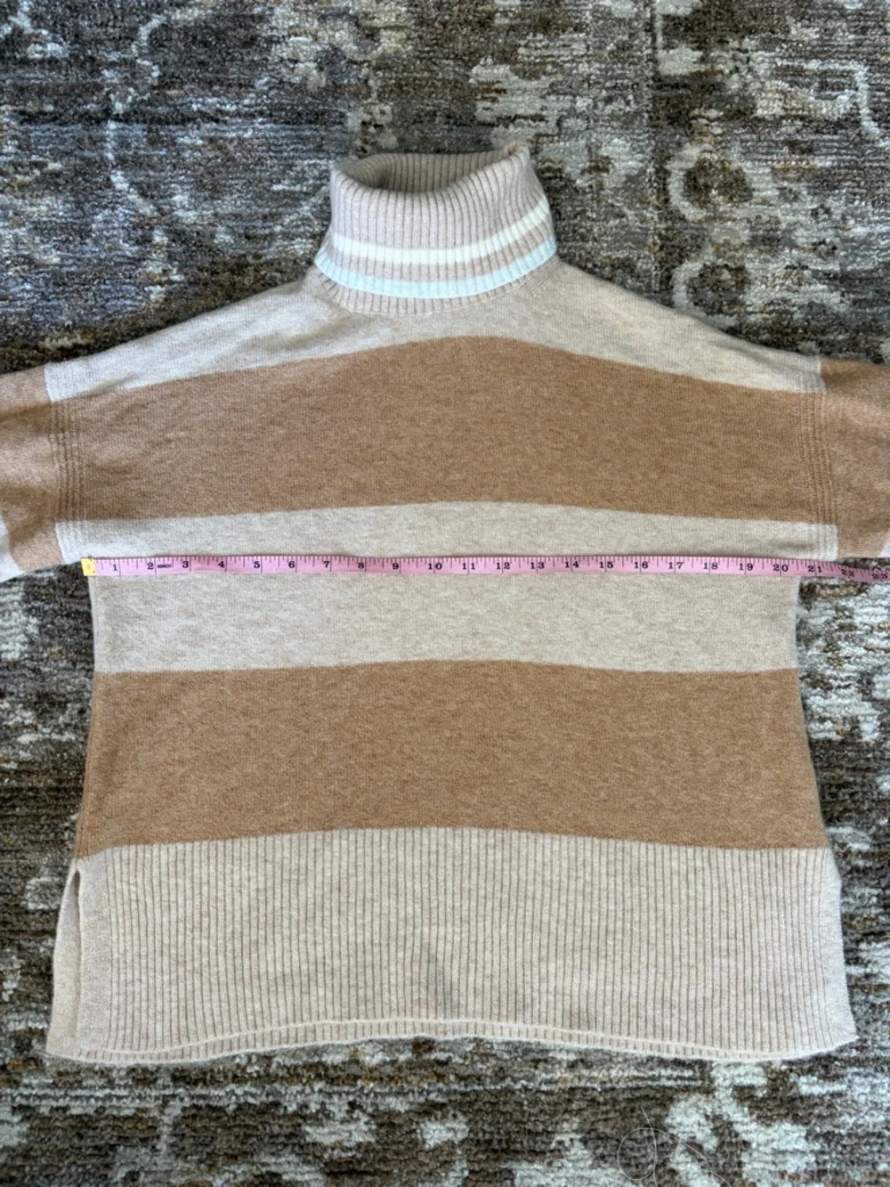 J.Crew Striped turtleneck sweater in Supersoft yarn - beige stripe XS